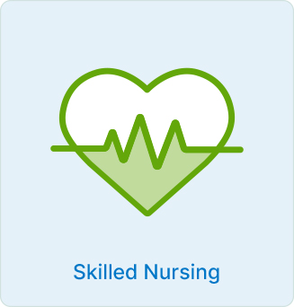 Image of heart with text: "Skilled Nursing"